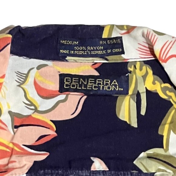 Generra Collection Women Black Floral Button Down Hawaiian Shirt, Medium - Picture 3 of 4